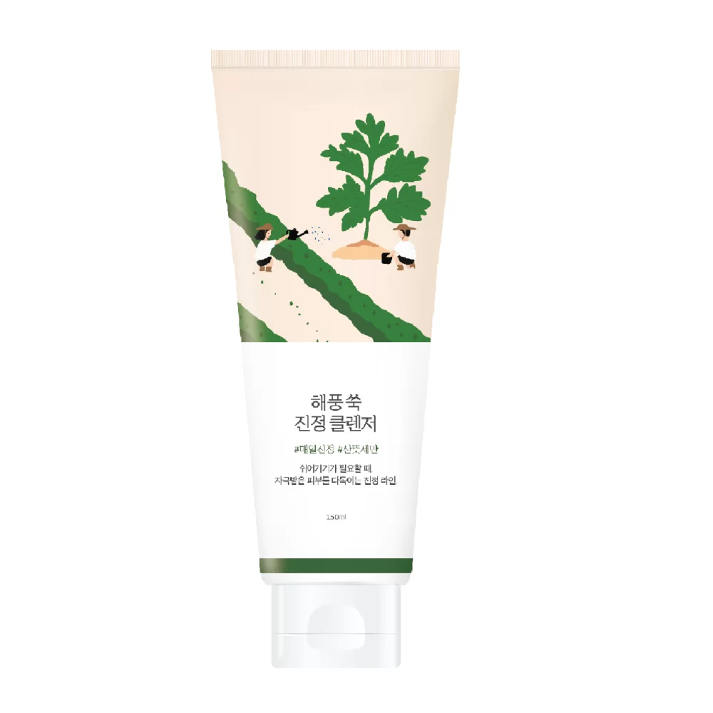 Заспокійлива очищуюча пінка з морським полином Round Lab Mugwort Calming Cleanser 150 мл